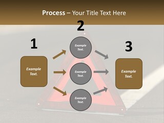 A Red Triangle Sign Sitting On The Side Of A Road PowerPoint Template