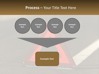 A Red Triangle Sign Sitting On The Side Of A Road PowerPoint Template