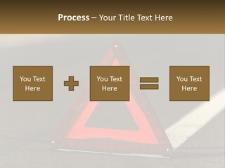 A Red Triangle Sign Sitting On The Side Of A Road PowerPoint Template
