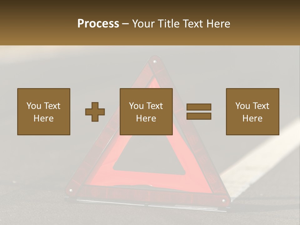 A Red Triangle Sign Sitting On The Side Of A Road PowerPoint Template
