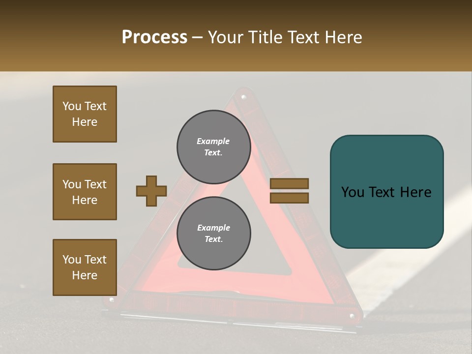 A Red Triangle Sign Sitting On The Side Of A Road PowerPoint Template