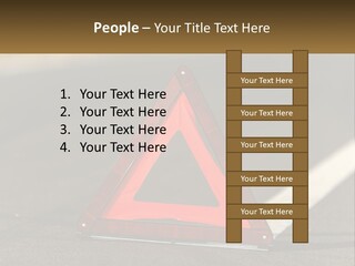 A Red Triangle Sign Sitting On The Side Of A Road PowerPoint Template
