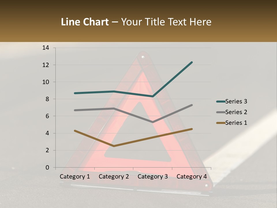 A Red Triangle Sign Sitting On The Side Of A Road PowerPoint Template