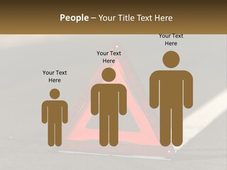 A Red Triangle Sign Sitting On The Side Of A Road PowerPoint Template