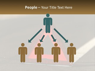 A Red Triangle Sign Sitting On The Side Of A Road PowerPoint Template