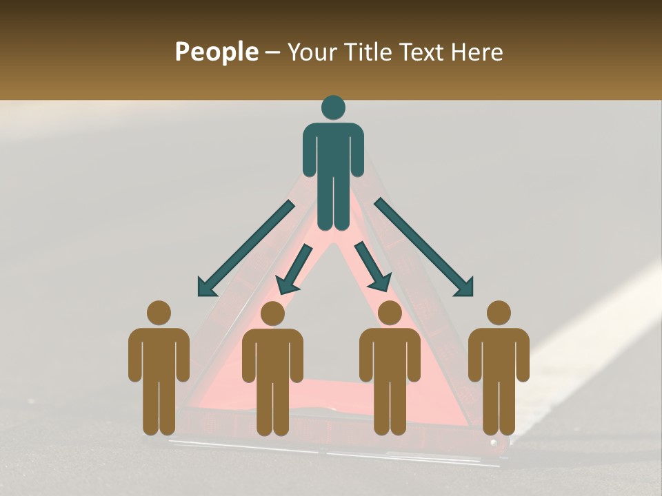 A Red Triangle Sign Sitting On The Side Of A Road PowerPoint Template