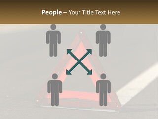 A Red Triangle Sign Sitting On The Side Of A Road PowerPoint Template