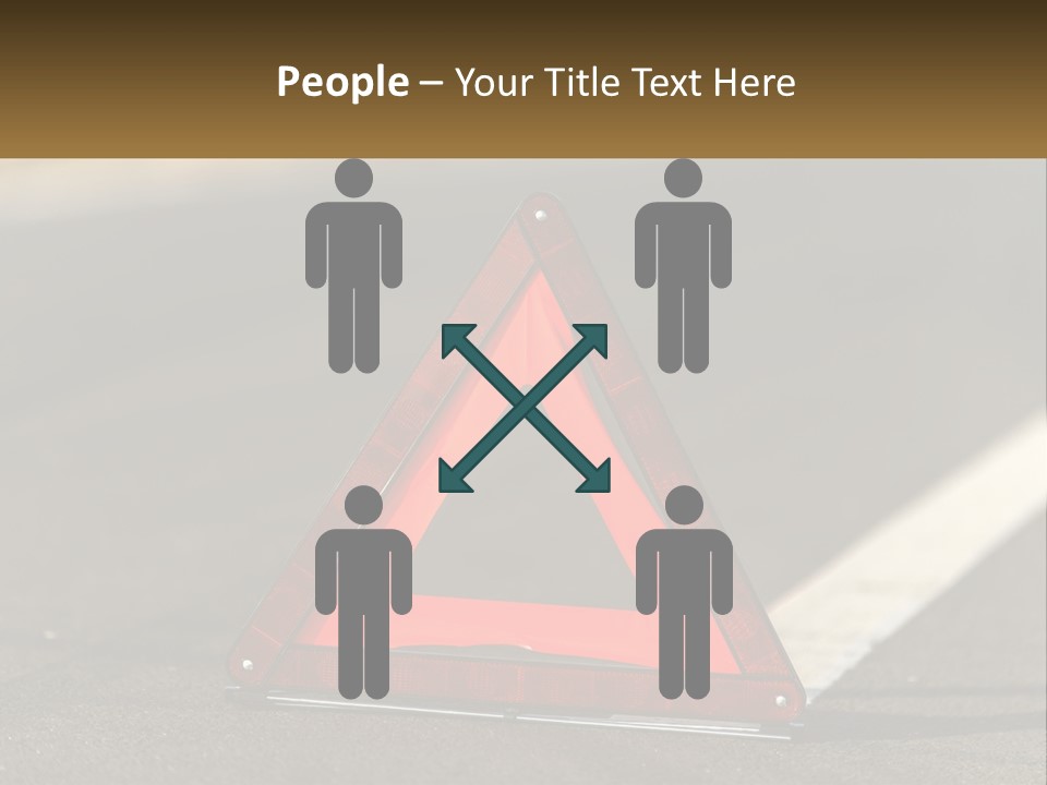 A Red Triangle Sign Sitting On The Side Of A Road PowerPoint Template