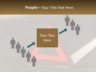 A Red Triangle Sign Sitting On The Side Of A Road PowerPoint Template