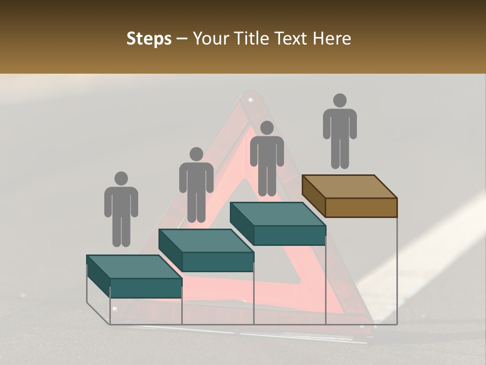 A Red Triangle Sign Sitting On The Side Of A Road PowerPoint Template