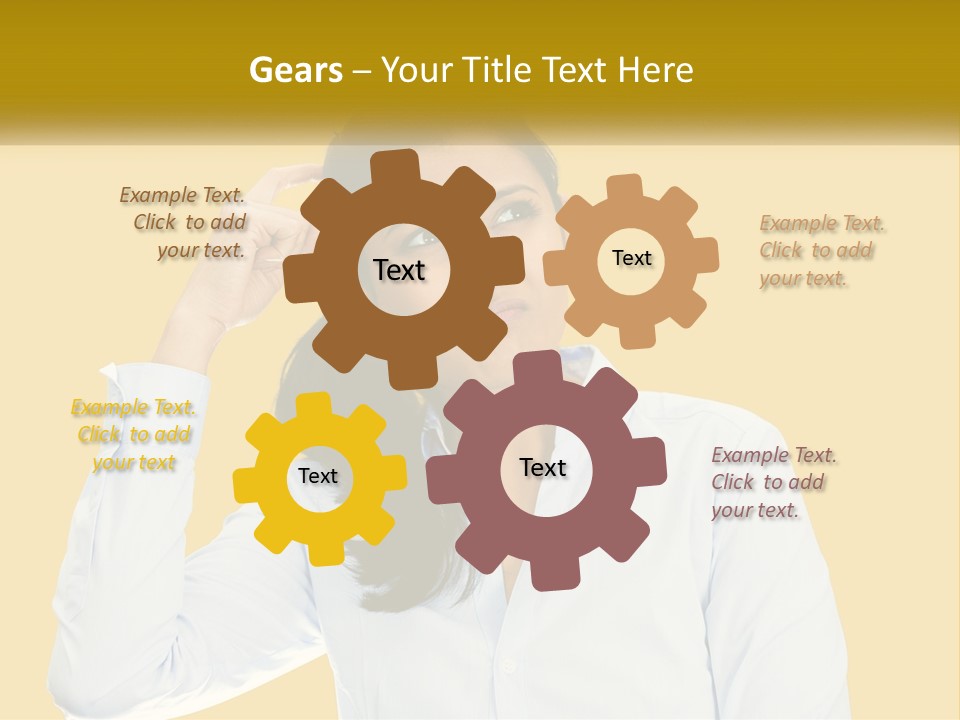 A Woman Holding Her Hand Up To Her Head PowerPoint Template