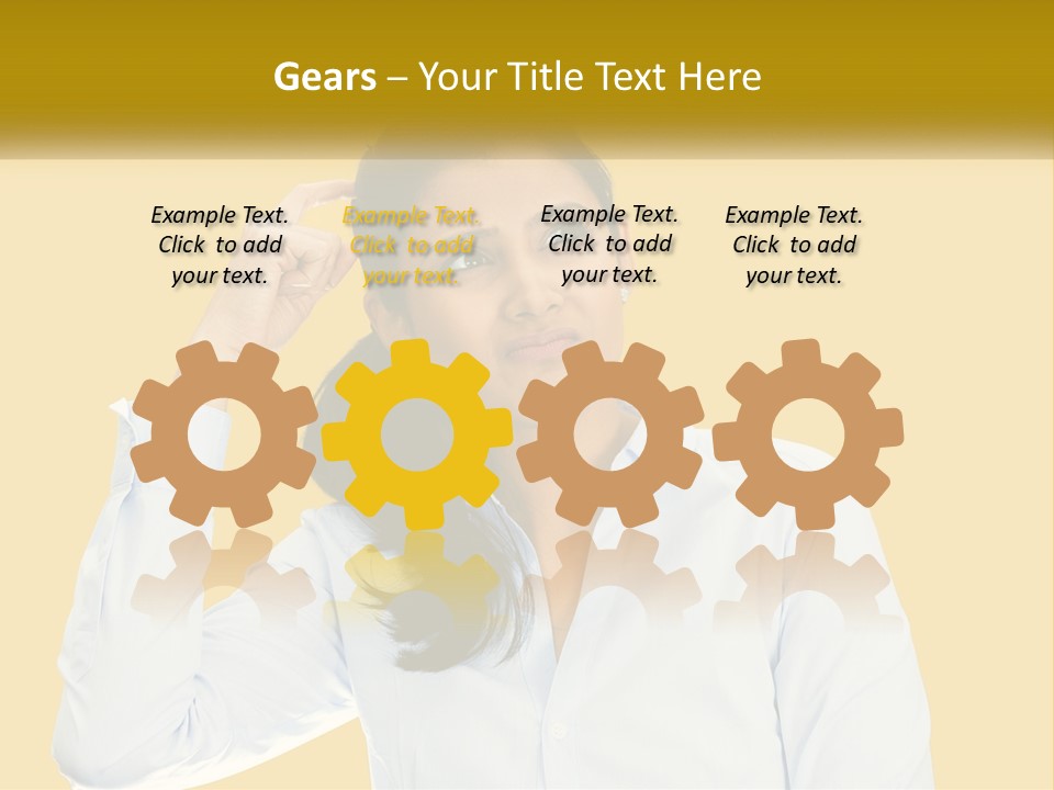 A Woman Holding Her Hand Up To Her Head PowerPoint Template