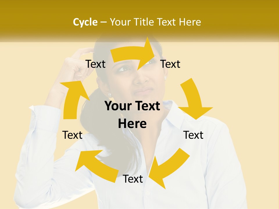 A Woman Holding Her Hand Up To Her Head PowerPoint Template