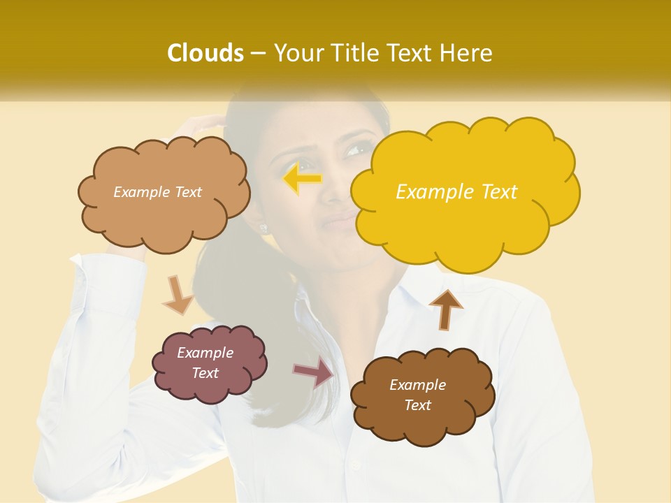 A Woman Holding Her Hand Up To Her Head PowerPoint Template