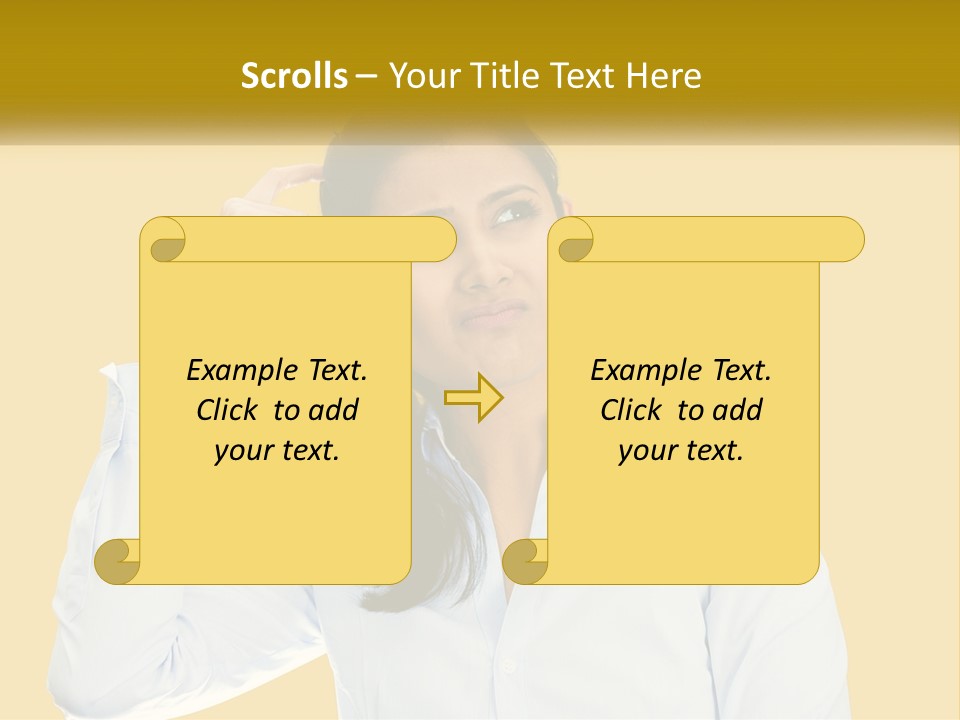 A Woman Holding Her Hand Up To Her Head PowerPoint Template