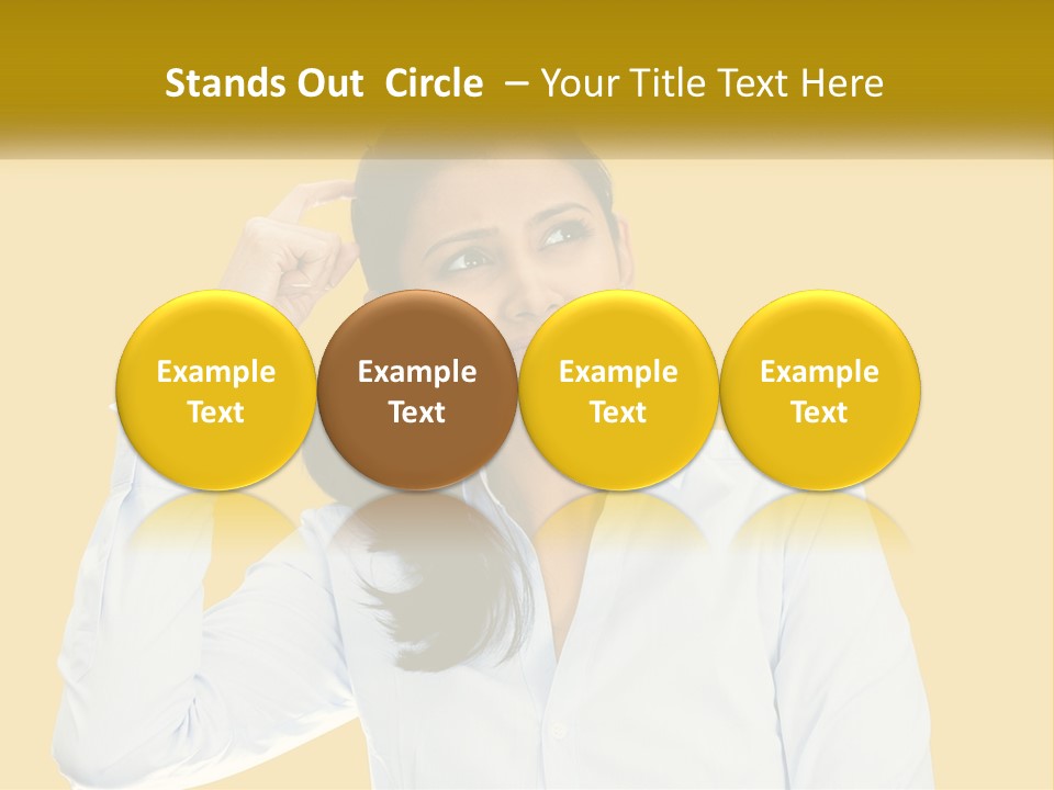 A Woman Holding Her Hand Up To Her Head PowerPoint Template