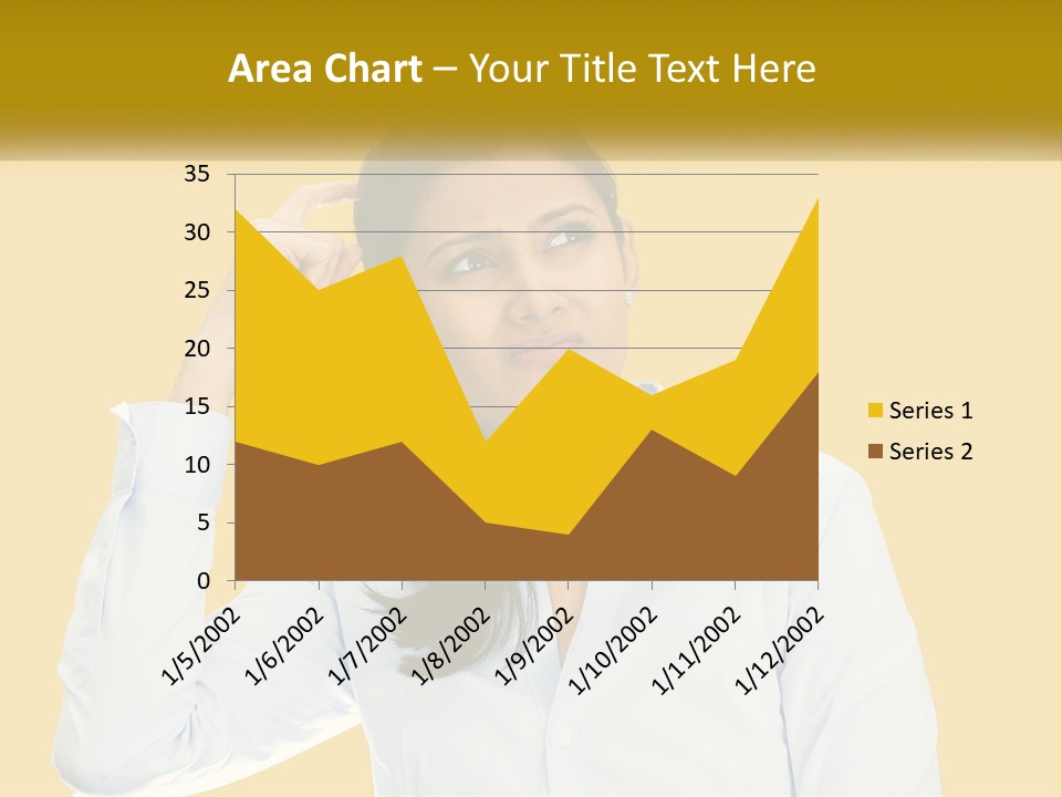 A Woman Holding Her Hand Up To Her Head PowerPoint Template