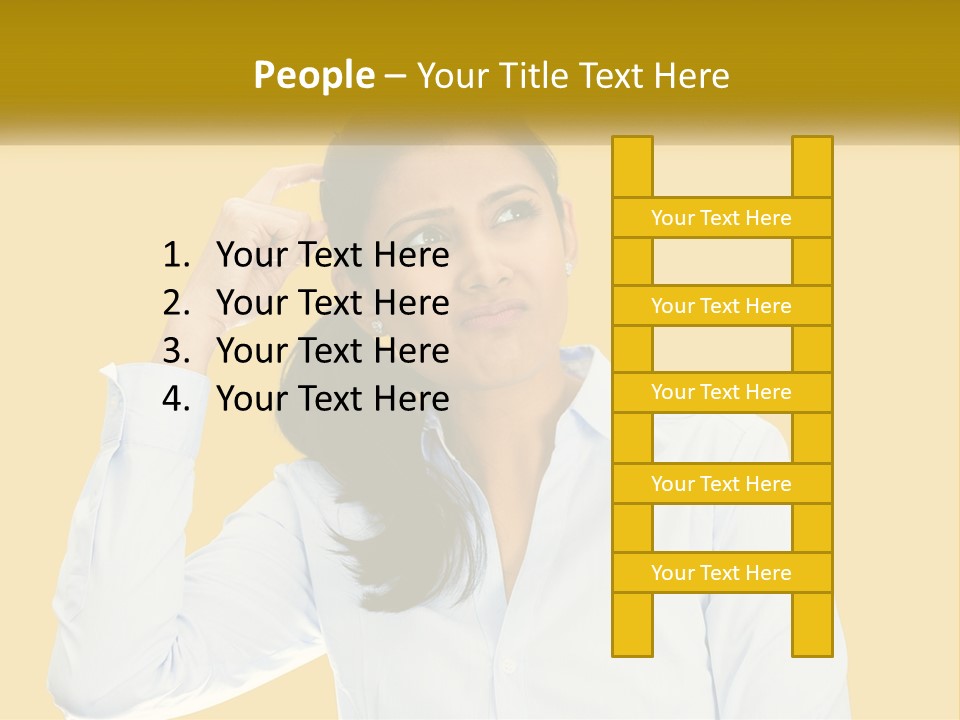 A Woman Holding Her Hand Up To Her Head PowerPoint Template