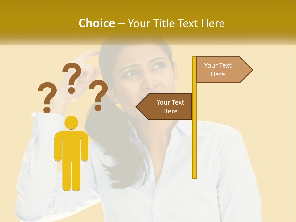 A Woman Holding Her Hand Up To Her Head PowerPoint Template