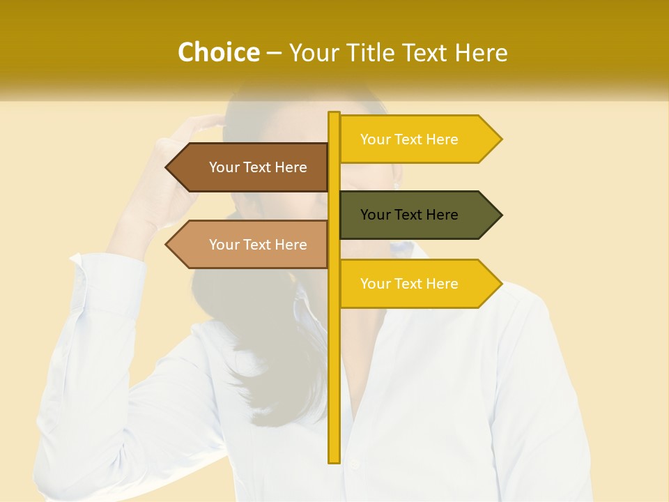 A Woman Holding Her Hand Up To Her Head PowerPoint Template