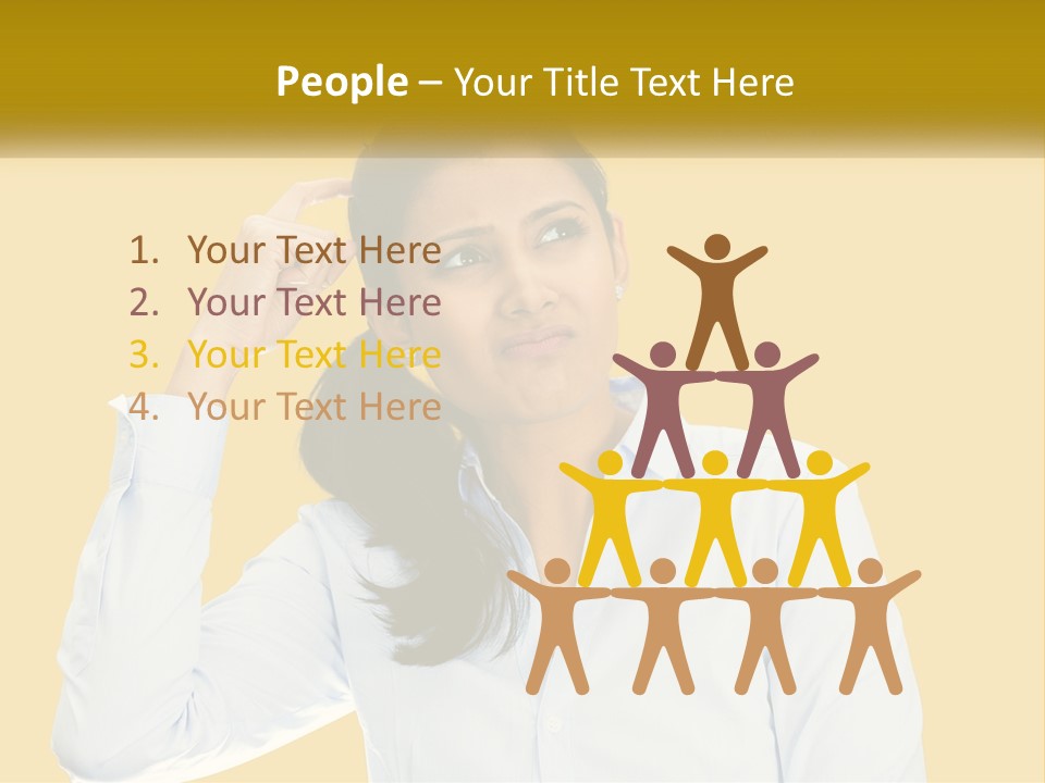 A Woman Holding Her Hand Up To Her Head PowerPoint Template