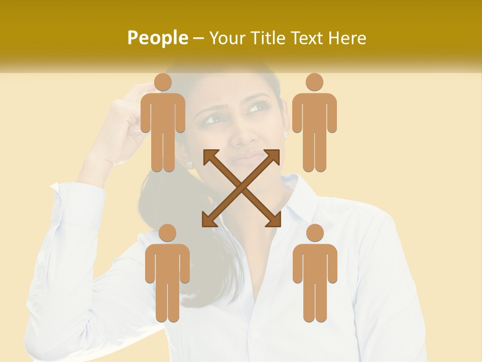 A Woman Holding Her Hand Up To Her Head PowerPoint Template