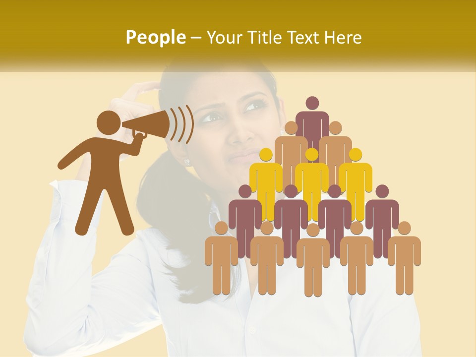A Woman Holding Her Hand Up To Her Head PowerPoint Template