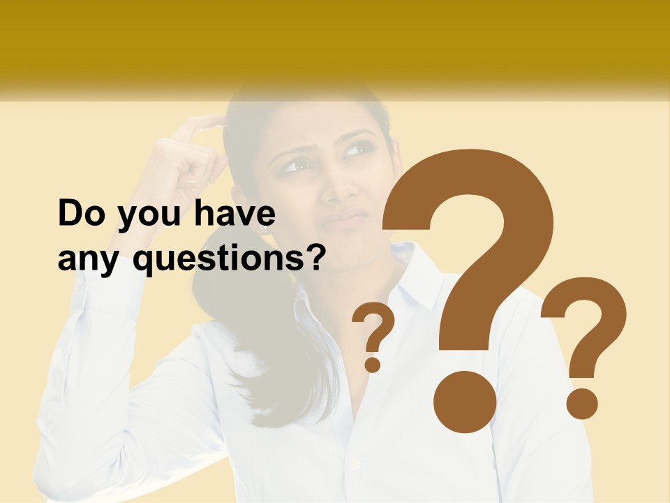 A Woman Holding Her Hand Up To Her Head PowerPoint Template