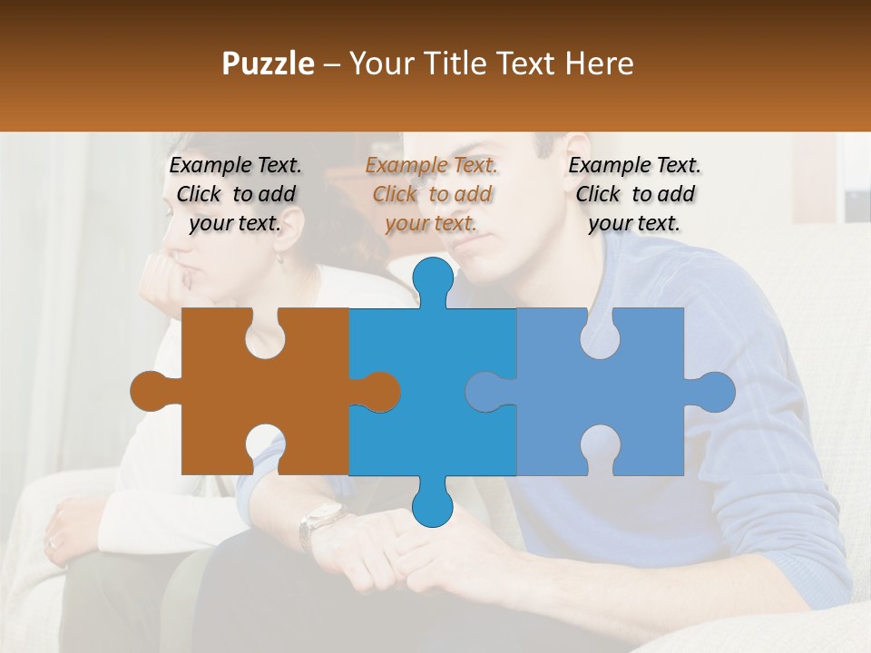 A Man And A Woman Sitting On A Couch PowerPoint Template