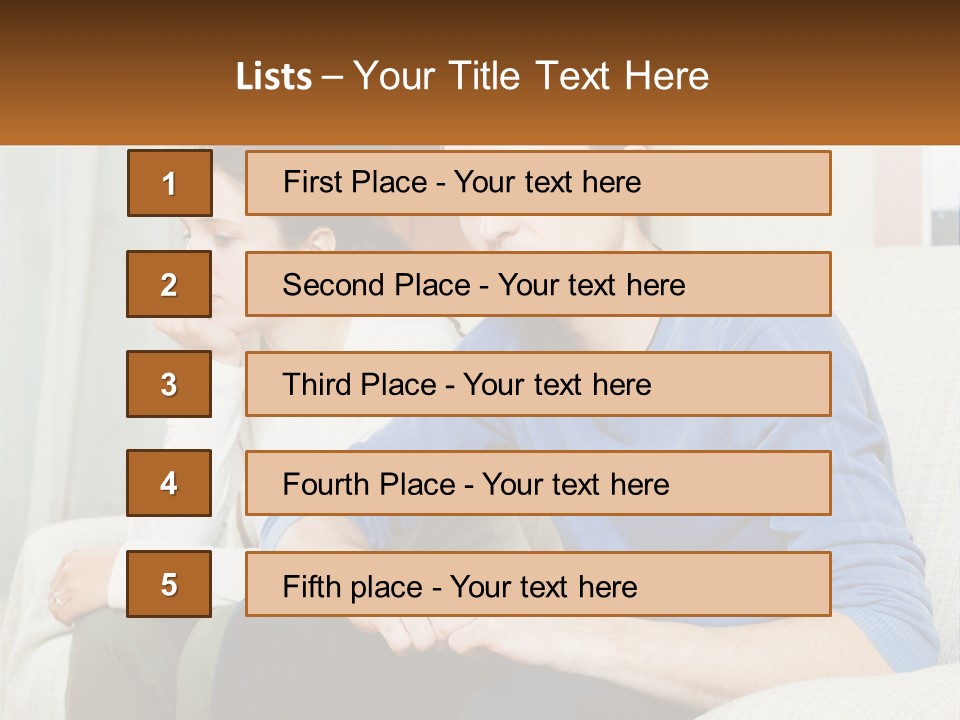 A Man And A Woman Sitting On A Couch PowerPoint Template