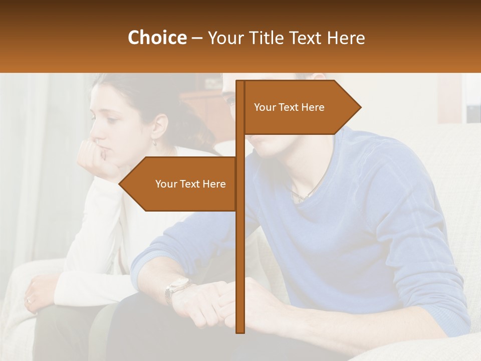 A Man And A Woman Sitting On A Couch PowerPoint Template