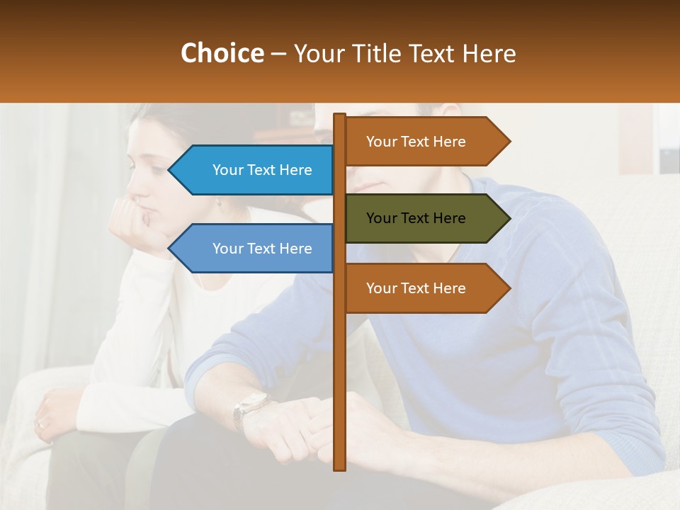 A Man And A Woman Sitting On A Couch PowerPoint Template