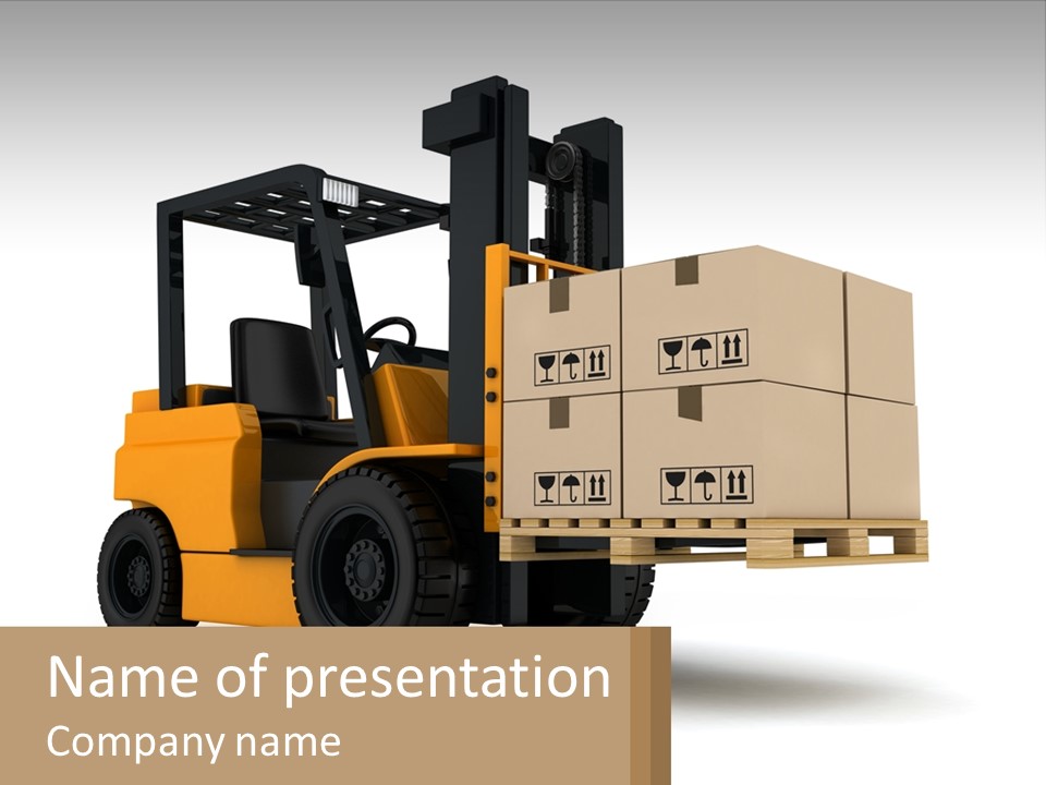 A Forklift With Boxes On The Back Of It PowerPoint Template