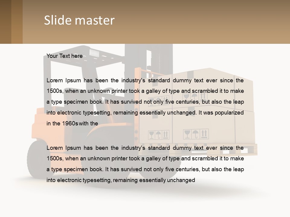 A Forklift With Boxes On The Back Of It PowerPoint Template