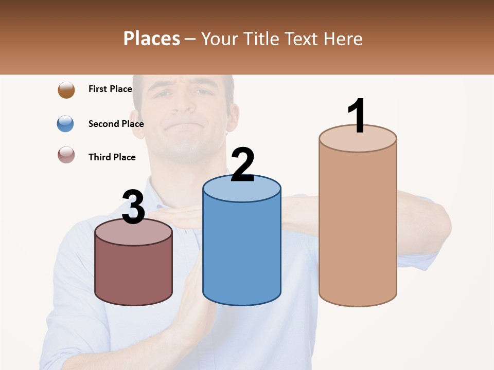 A Man Is Holding His Hand Out To The Side PowerPoint Template