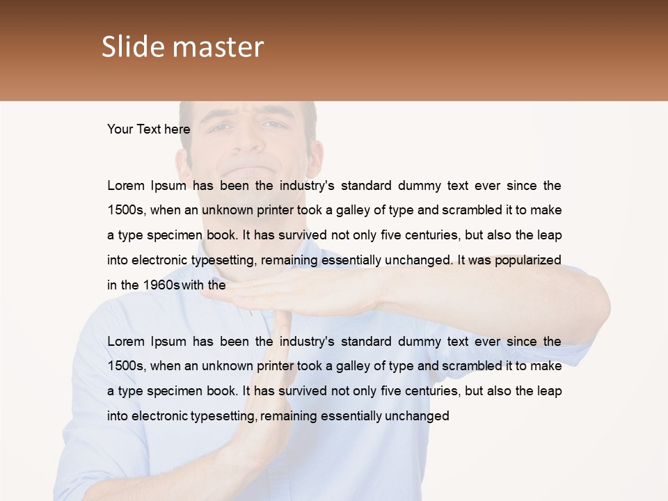 A Man Is Holding His Hand Out To The Side PowerPoint Template