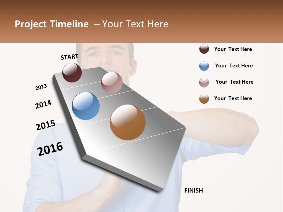 A Man Is Holding His Hand Out To The Side PowerPoint Template