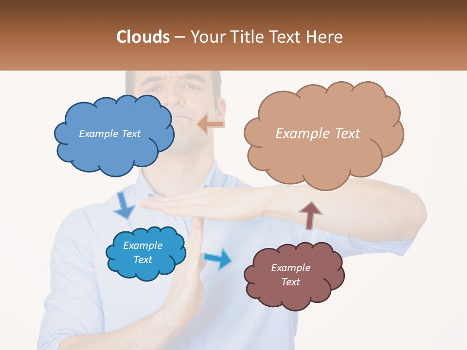 A Man Is Holding His Hand Out To The Side PowerPoint Template