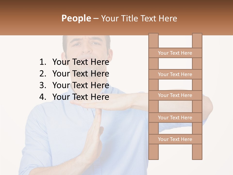 A Man Is Holding His Hand Out To The Side PowerPoint Template