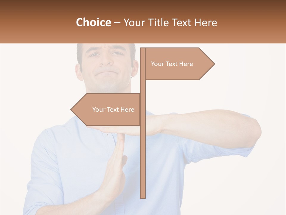 A Man Is Holding His Hand Out To The Side PowerPoint Template