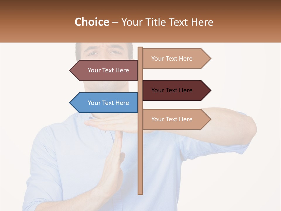 A Man Is Holding His Hand Out To The Side PowerPoint Template