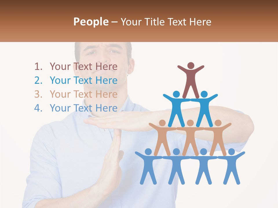 A Man Is Holding His Hand Out To The Side PowerPoint Template