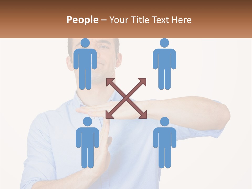 A Man Is Holding His Hand Out To The Side PowerPoint Template