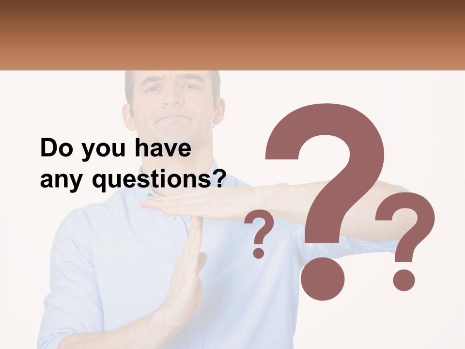 A Man Is Holding His Hand Out To The Side PowerPoint Template