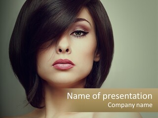 A Beautiful Woman With A Short Bobble Haircut PowerPoint Template