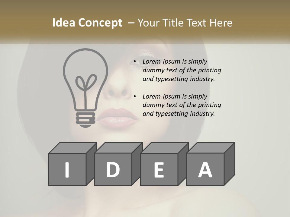 A Beautiful Woman With A Short Bobble Haircut PowerPoint Template