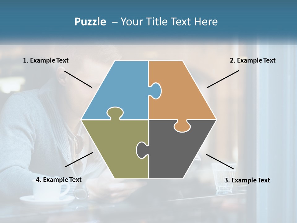 A Man Sitting At A Table Using A Tablet PowerPoint Template