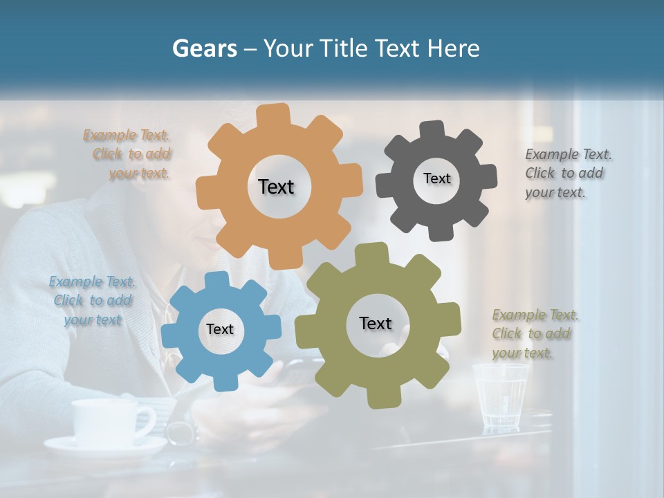 A Man Sitting At A Table Using A Tablet PowerPoint Template