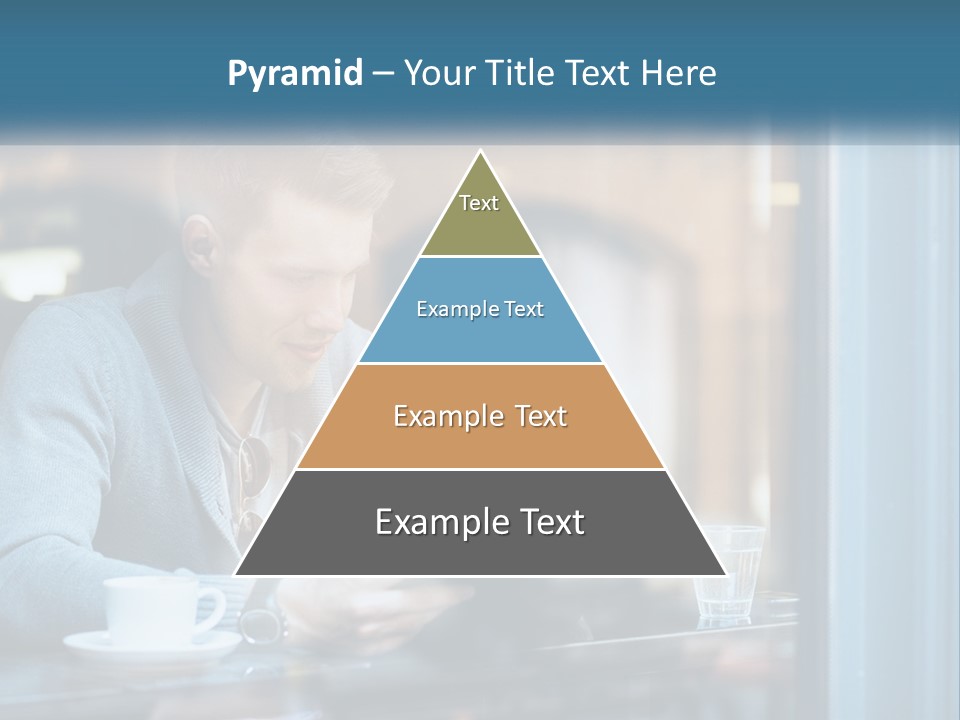 A Man Sitting At A Table Using A Tablet PowerPoint Template