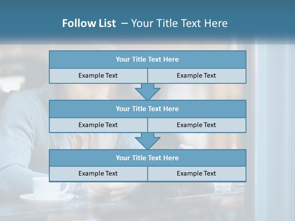 A Man Sitting At A Table Using A Tablet PowerPoint Template